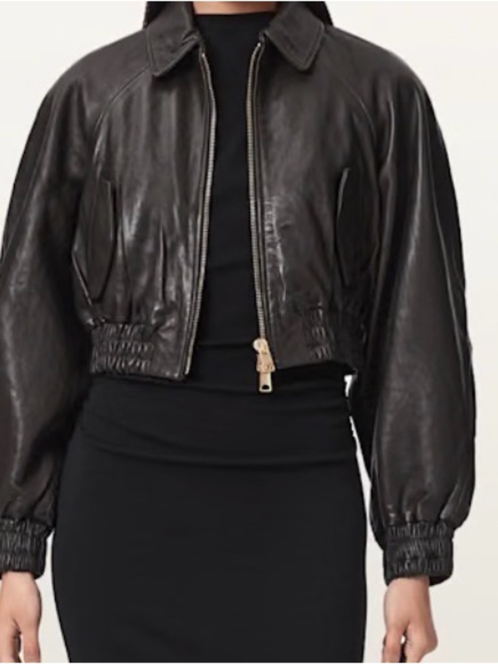 ALLSAINTS CROPPED SHEEP LEATHER JACKET - Picture 3 of 13